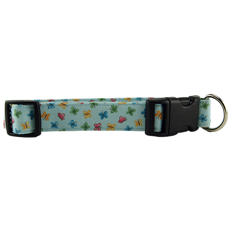 Pastel Blue Butterflies Dog Collar