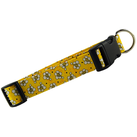 Yellow Hawaiian Flowers Dog Collar