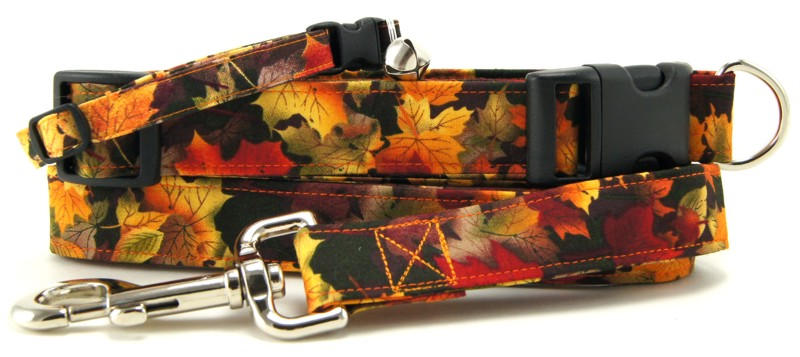 Autumn Leaves Dog Collars - Dog Leashes - Cat Collars