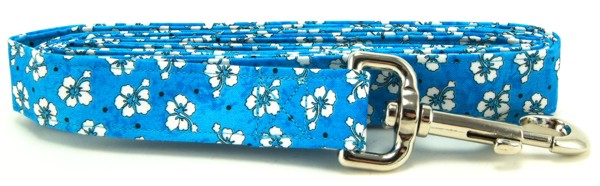 Blue Hawaiian Flowers Dog Leash