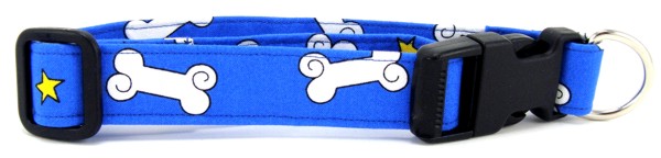 Blue Swirled Bones Dog Collar