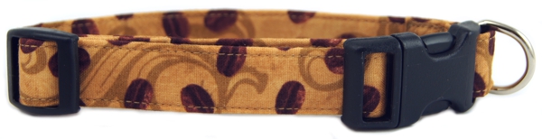 Coffee Beans on Tan Dog Collar