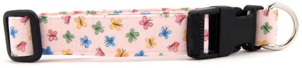 Pastel Pink Butterflies Dog Collar
