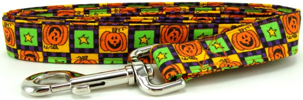 Pumpkin Squares Dog Leash