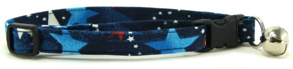 Red White & Blue Shooting Stars Cat Collar