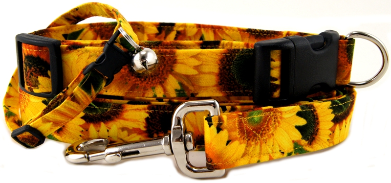 Sunny Sunflowers Dog Collars - Dog Leashes - Cat Collars