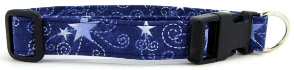 Blue Swirled Stars Dog Collar