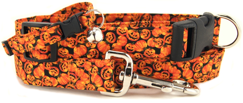 Tiny Happy Jack O'Lantern Dog Collars - Dog Leashes - Cat Collars