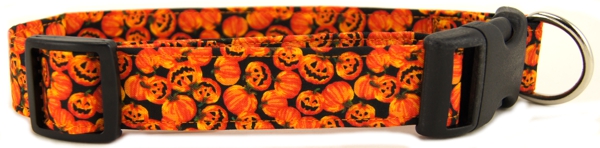 Tiny Happy Jack O'Lantern Dog Collar