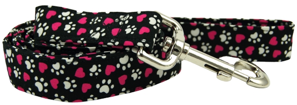 Tumbled Magenta Hearts & Paws Dog Leash