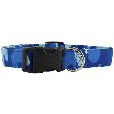 Blue Camouflage Dog Collar Front