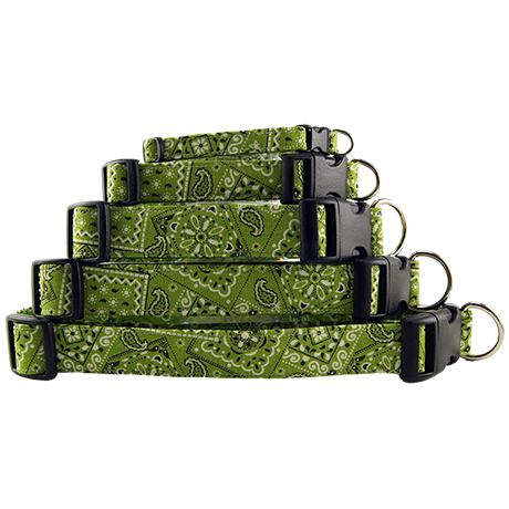 Lime Green Bandana Dog Collars Stacked