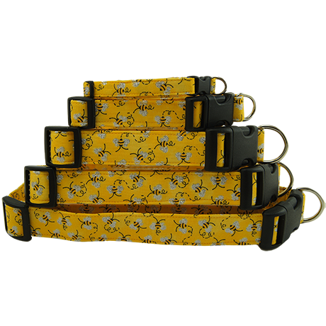 Metallic-Bumble-Bees-Dog-Collar