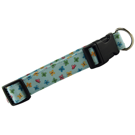 Pastel Blue Butterflies Dog Collar