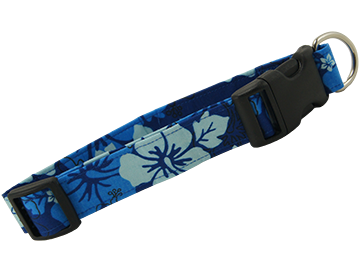Blue Hibiscus Flowers Dog Collars