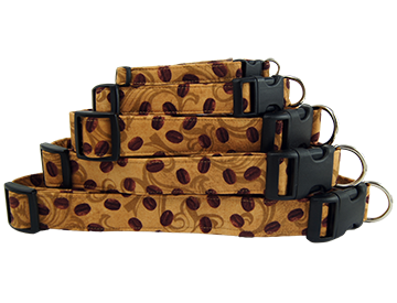 Coffee Beans on Tan Dog Collars