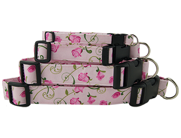 Pink Rosebuds Dog Collars