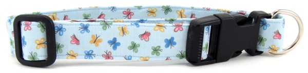 Pastel Blue Butterflies Dog Collar