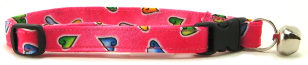Hot Pink Hearts Cat Collar